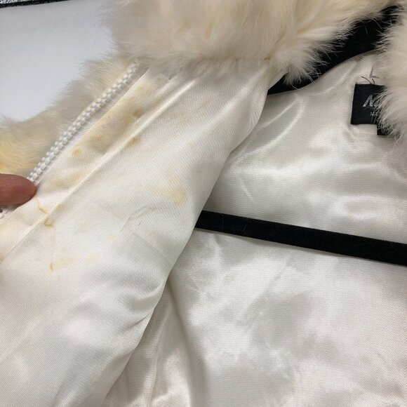 Niki Ivory Off White Vintage Genuine Rabbit Fur Coat kids size 4 - Picture 9 of 16